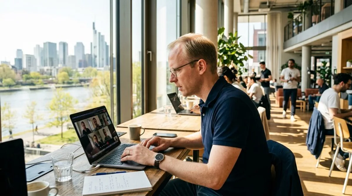 Beratungsgespraech frau schreibtisch bank dokumente frankfurt